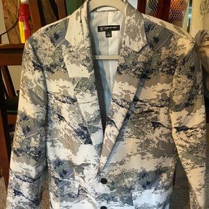 Suit jacket/blazer in white, grey, and navy pattren